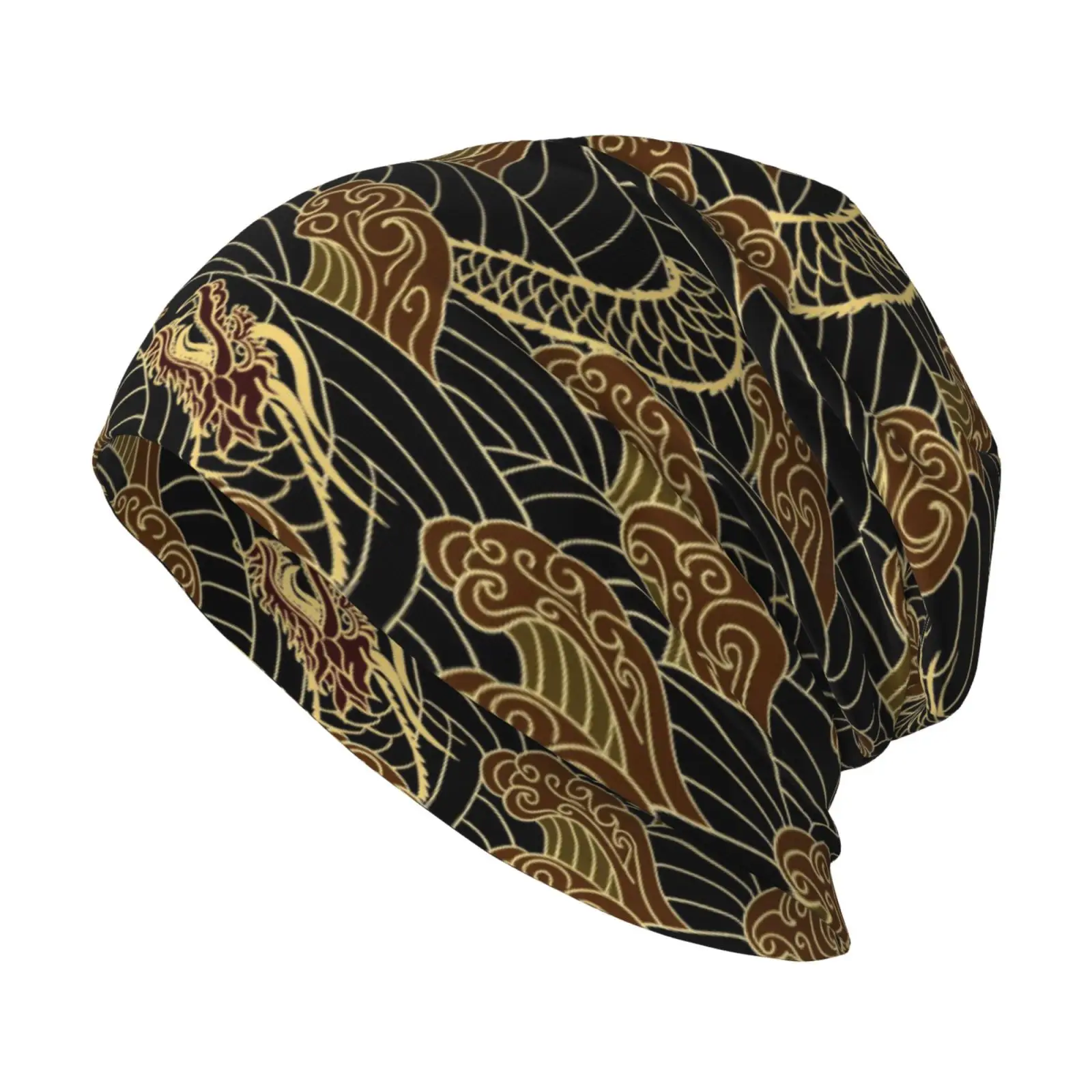 Chinese Dragon Pattern Warm Soft Knitting Hat Light Casual Hat Loose Chemotherapy Hat Headwear Gift for Cancer Patients