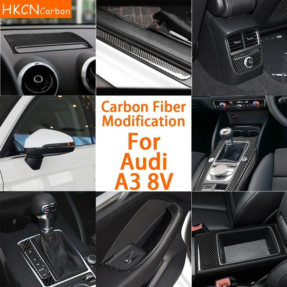 

For Audi A3 8V 2013—2019 Carbon Fiber Car Accessories Gear Shift Lifting Review Steering Chin Trim Sticker Interior Modification