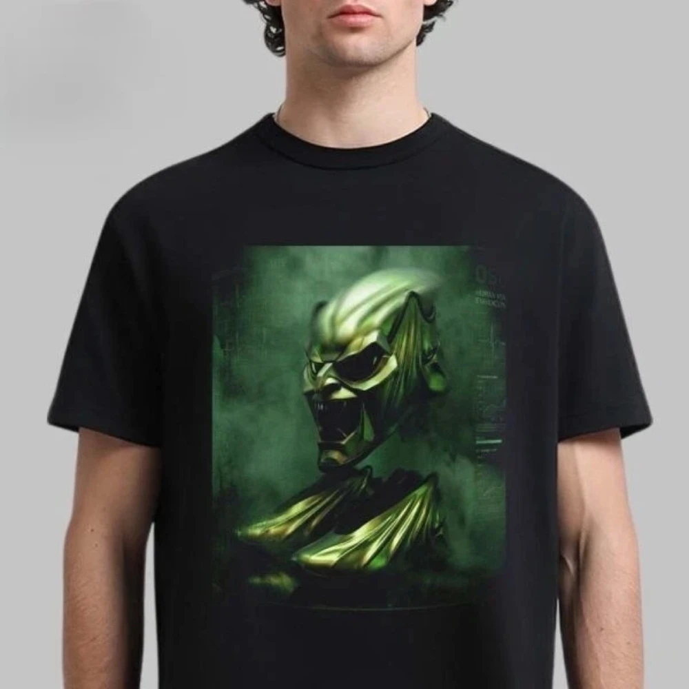 Camiseta con estampado inspirado en la película Green Goblin Mask Dark Villain, camiseta Unisex de algodón puro, ropa de calle, camiseta harajuku para hombre