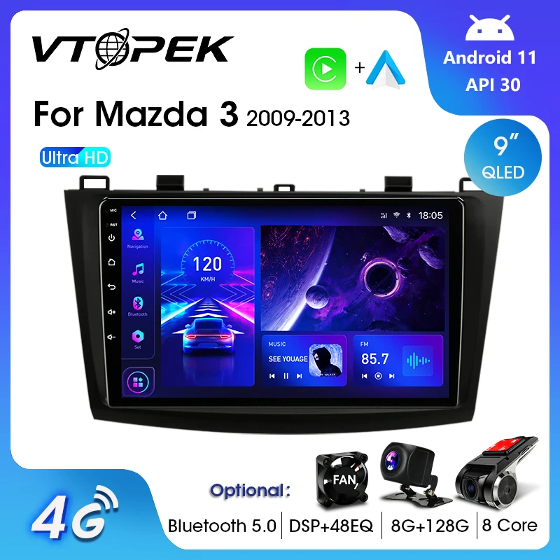 Vtopek 2Din For Mazda 3 2009-2013 4G Android 11 Radio Multimedia Video Player Navigation GPS Head Unit Carplay Car Stereo