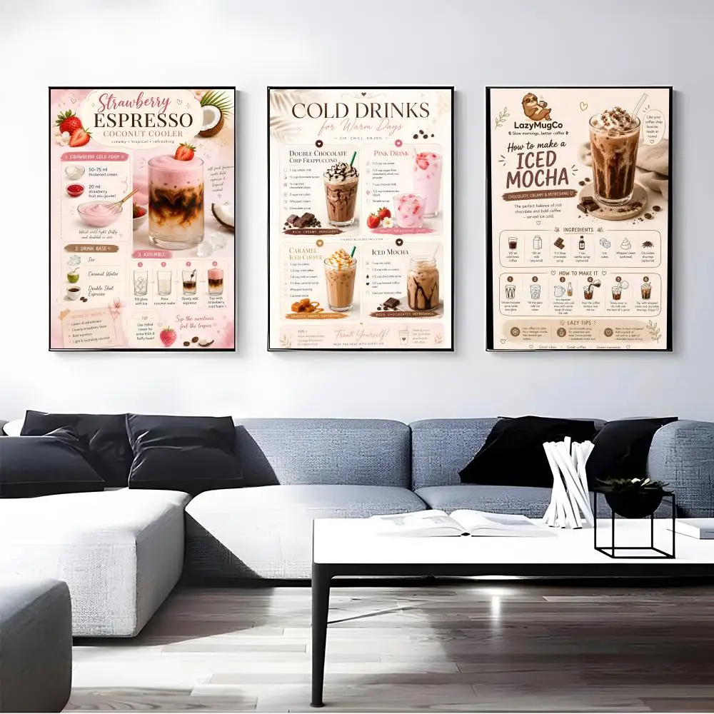 Guide Coffee Guide Poster Self-adhesive Art Waterproof Paper Sticker Coffee House Bar Room Wall Decor