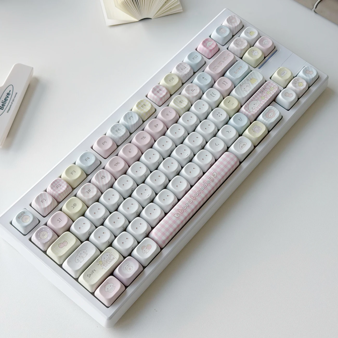 URE Cute Puppy Keycaps Dye Sublimation Round Ball MOA Profile PBT Keycaps Set For MX 61 64 87 98 104 108 Mechanical Keyboard