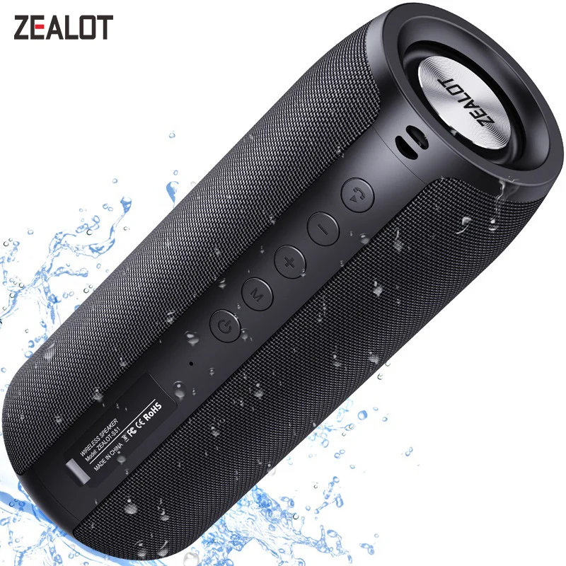 Zealot S51 Portable Bluetooth Speaker Wireless Bass Powerful Subwoofer Waterproof Sound Box Support TF Card Out Door