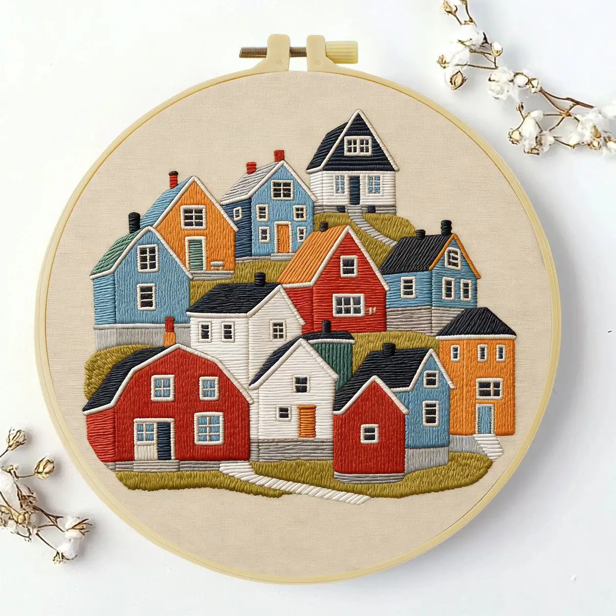 1 Stück 20X20CM/15X15CM 7,87/6,3 Zoll Haus-Stickerei-Starter-Kit DIY-Kit DIY-Stickerei-Set Handarbeiten Heimdekoration Nähkunst – Detail 1