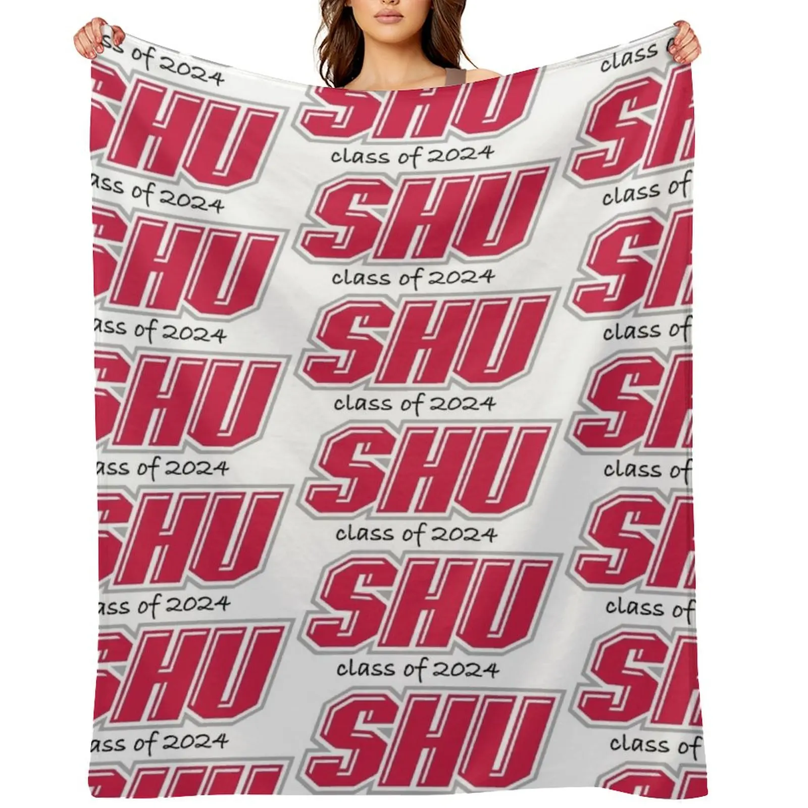 

Sacred Heart University Class of 2024 Throw Blanket For Decorative Sofa blankets ands Summer Beddings Custom Blankets