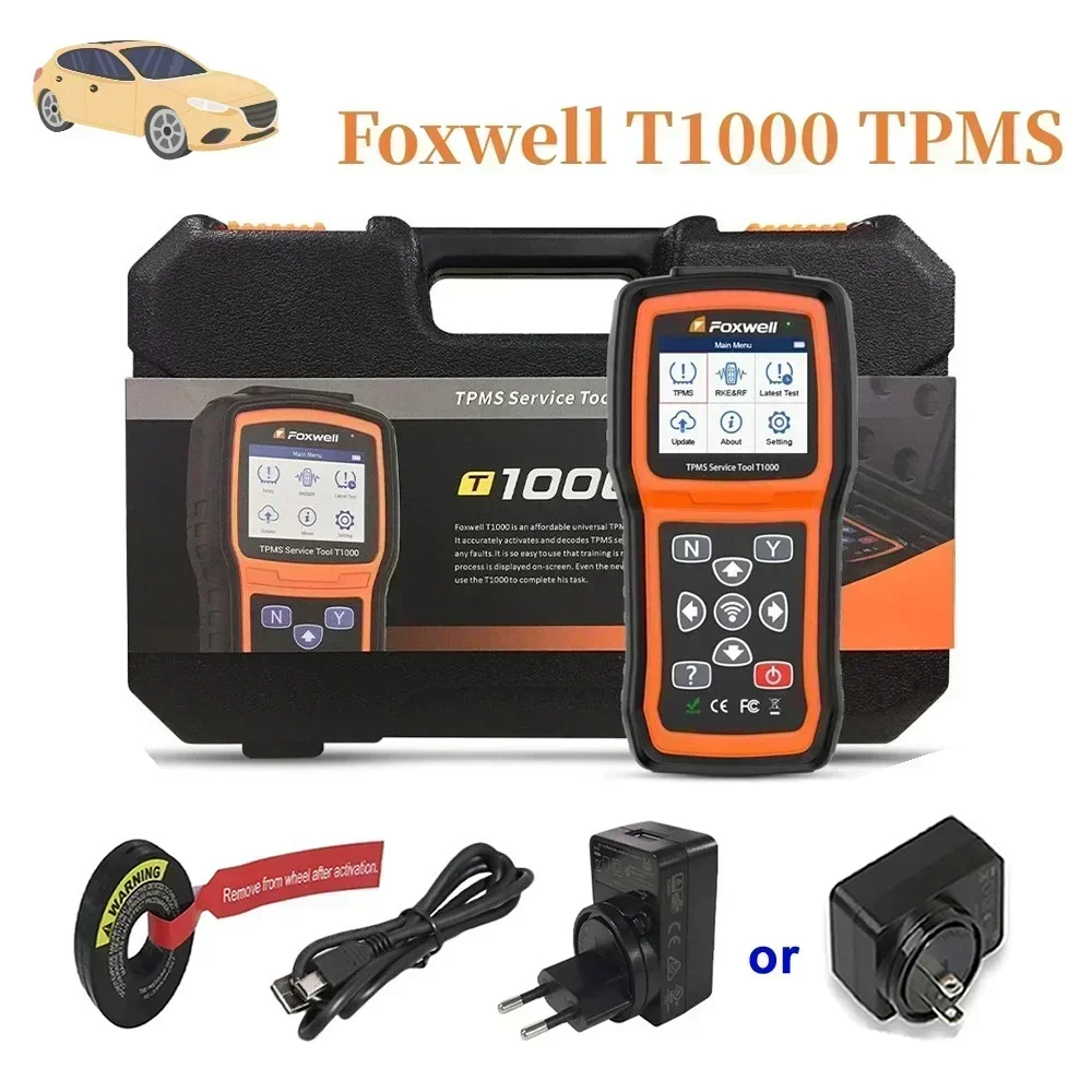 FOXWELL T1000 TPMS Sensors Programming Auto Tester Detector Activate Check RF Key FOB Tire Pressure Monitoring System