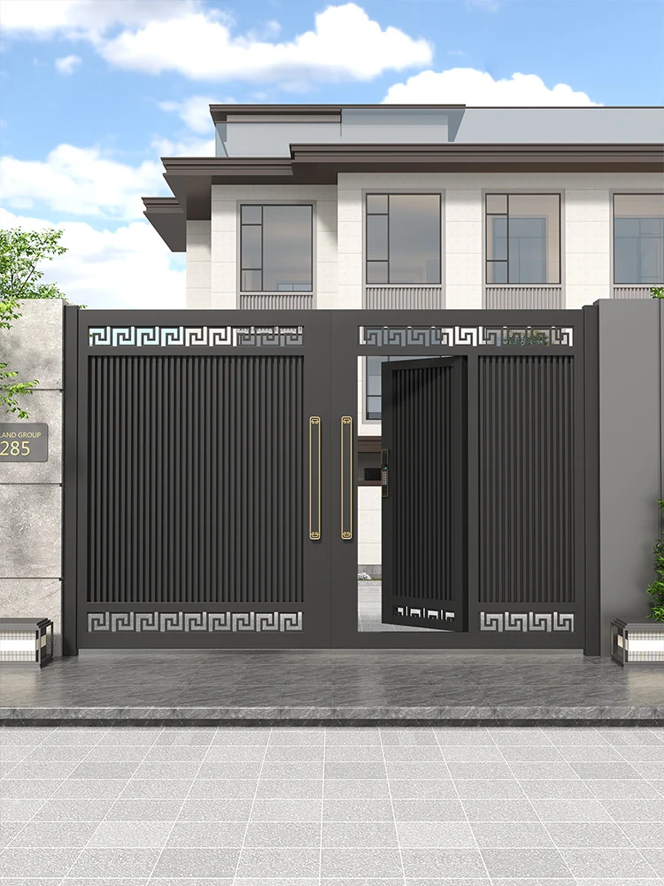 Premium Aluminum Alloy Electric Double Door for House Courtyard Rural SelfBuilt Home Garden Galvanized Gate