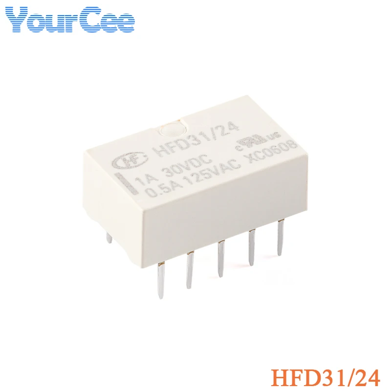 2pcs Subminiature Signal Relay HFD31/24 HFD31/12 HFD31/5 DC 24VDC 12VDC 5VDC 8pins In-line