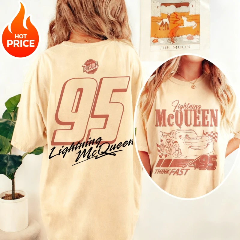 ديزني البرق ماكوين صبي فتاة 2026 تيشيرت صيفي الأسرة الوالدين ملابس أطفال المتضخم عادية فضفاض الرجال النساء قصيرة الأكمام