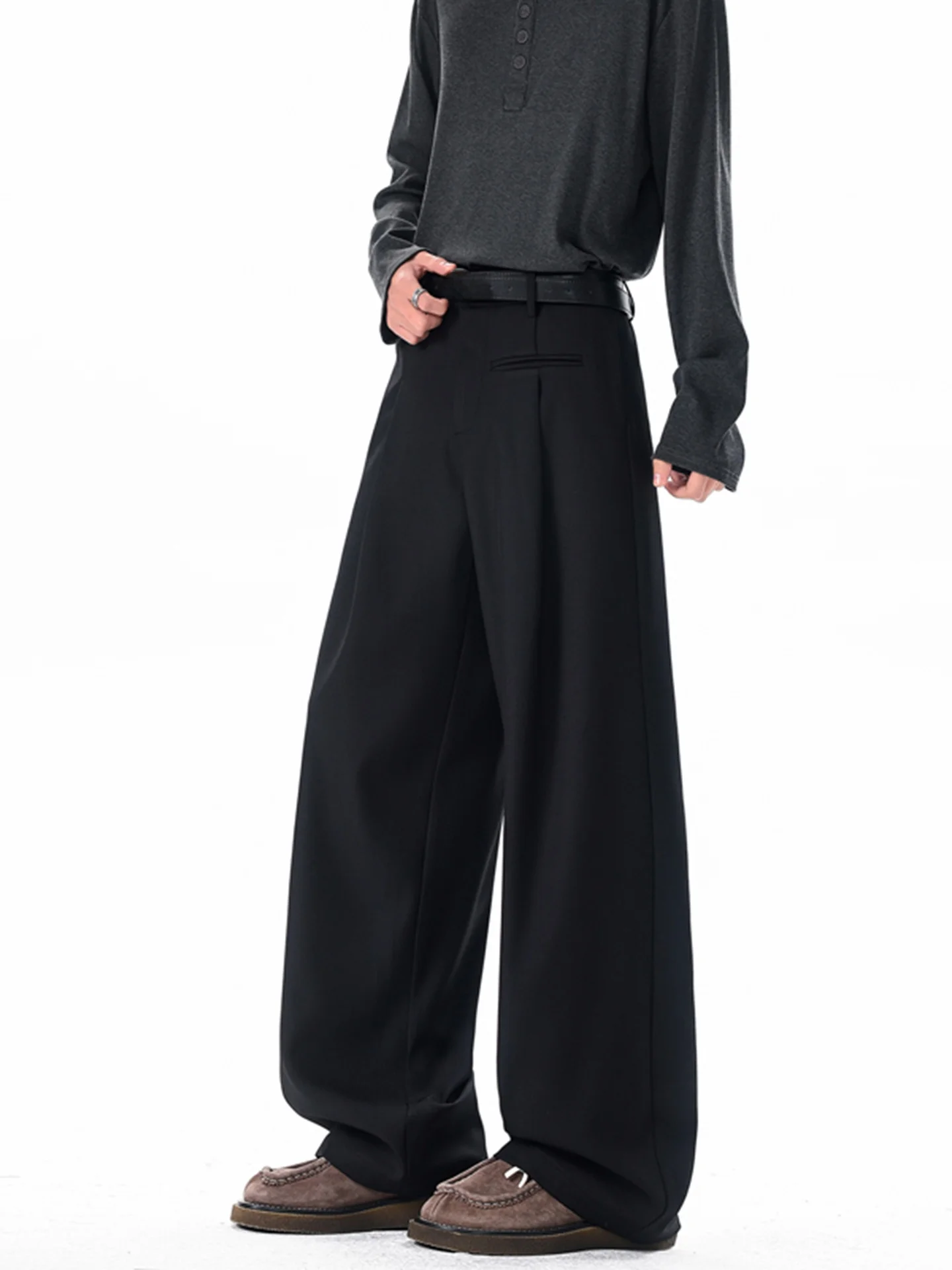 

American Style Clearform Pleated Drapey Wide Leg Men's Summer High-End Feeling Cool Handsome Straight Loose Casual Pants