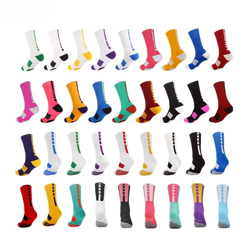 Мужские баскетбольные носки, высокие противоскользящие спортивные носки, дышащие летние носки со средней подушкой