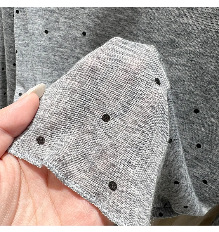 2026 Sommer Dünnes Schicht-Unterhemd Lässiges Allround-Oberteil Damen T-Shirt Aprikotfarben Gepunktet Ein-Schulter Langarm-Shirt – Detail 13