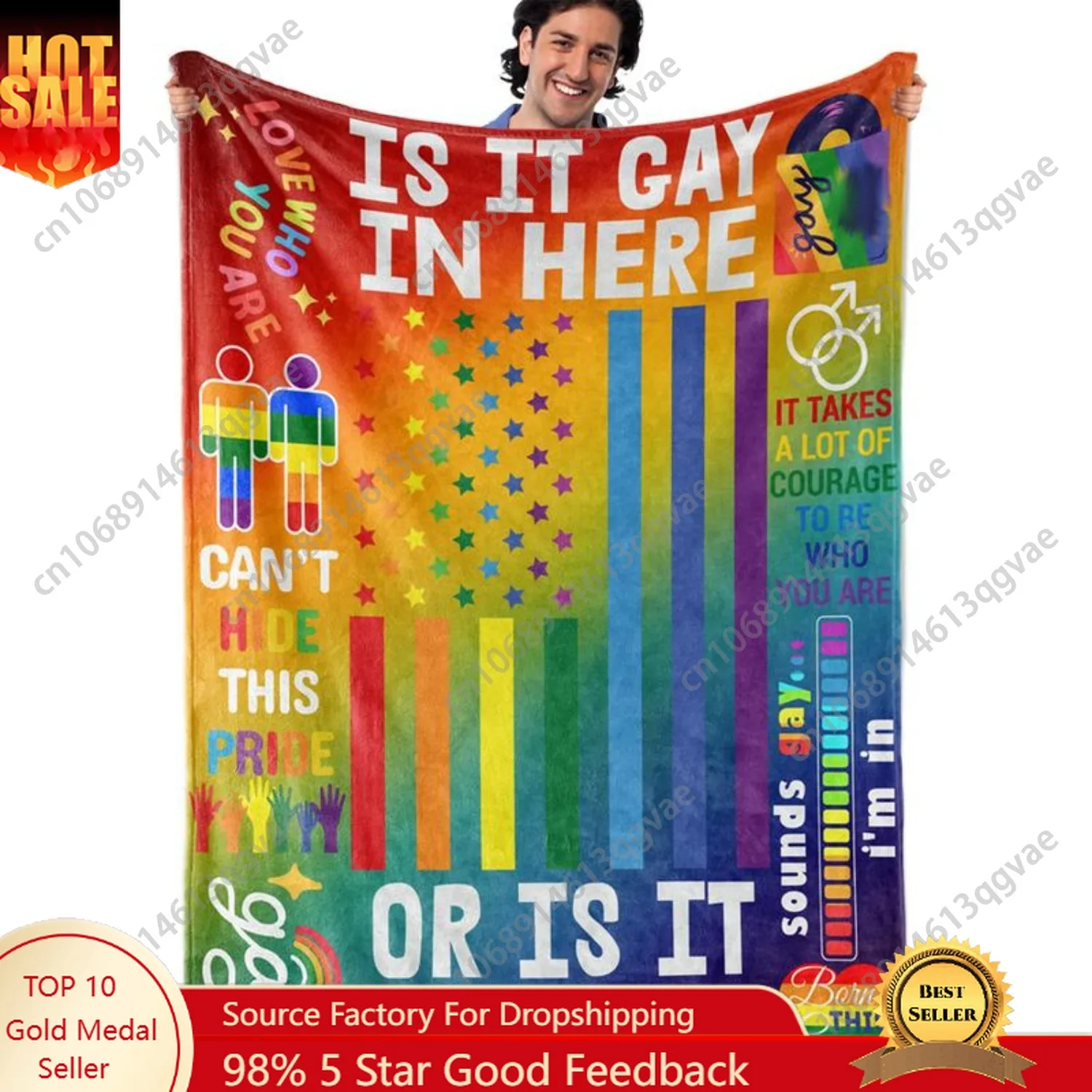 

LGBTQ Blanket LGBT Gifts for Gay Lesbian Transexual Friends Besties Gay Pride Rainbow Soft Throw Blanket Gay