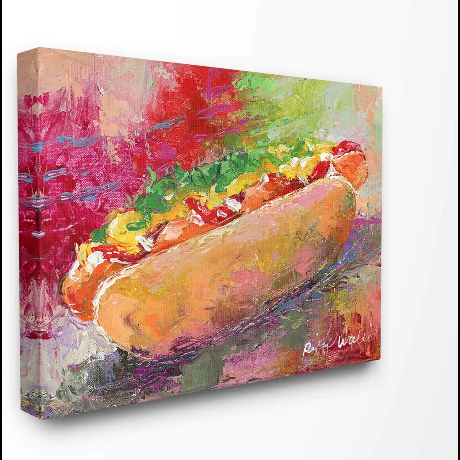 Stupell Home Dcor x pintura en lienzo de comida de perro caliente brillante, arte de pared Multicolor