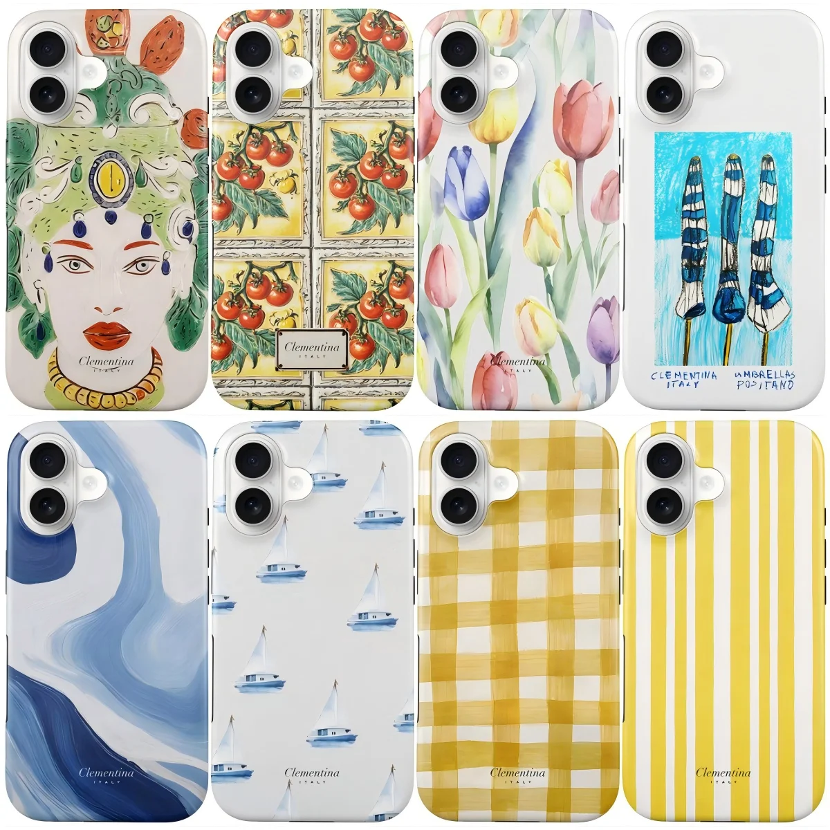 Luxuriöse Clementinas Limone Stripes Handyhülle für iPhone 17 16 15 14 13 12 11 Pro Max Air Plus Luxuriöse Doppelschicht-Rückabdeckung