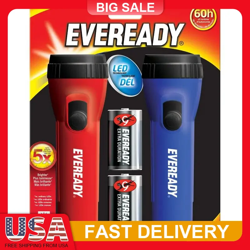 

2 Pack LED Flashlights for Kids Outdoor Battery Powered Portable Bright Torch Emergency Light with Easy Push Button Switch