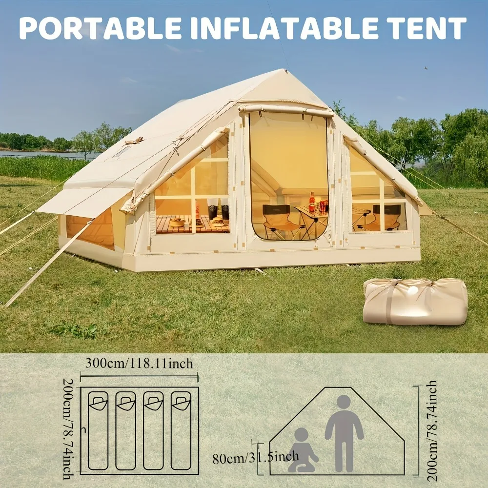 

Inflatable Tents for Camping, Large Inflatable Camping Tent with Hand Pump, Easy Setup Tents Portable Glamping Tent 4people