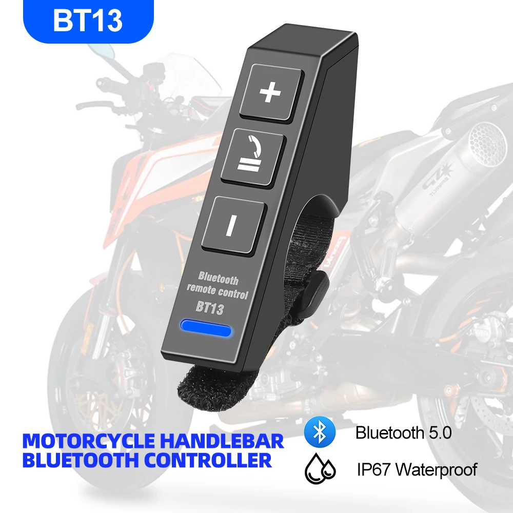 Motorcycle Handlebar Remote Control Waterproof Bluetooth Wireless Controller For Motorcycle Helmet Headset Earphone