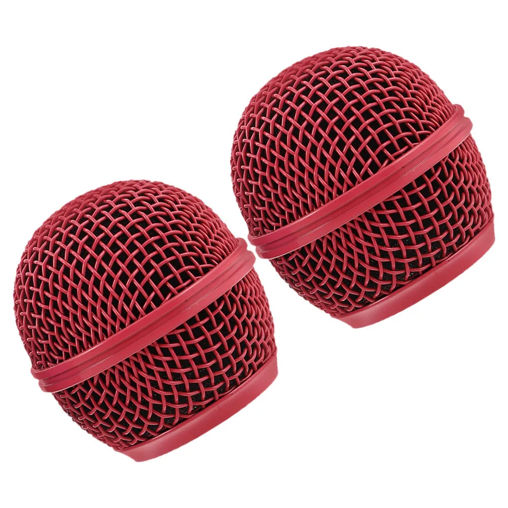 

2pcs Metal Microphone Ball Head Mesh Grill Mic Replacement Grille Durable Noise Filtering Clear Recording Dustproof For Ktv