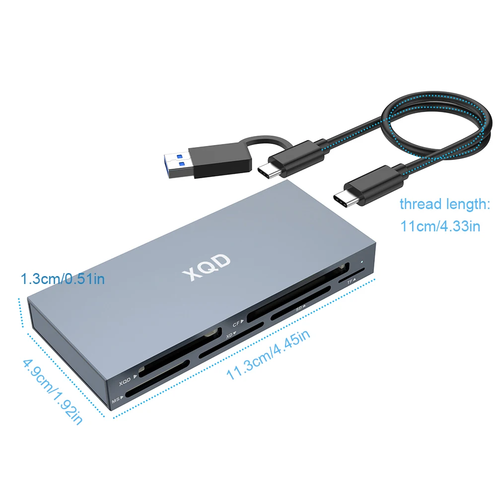 6 في 1 قارئ بطاقات الذاكرة USB C USB 3.0 XQD/SD/TF/MS/XD/CF قارئ الكل في واحد قارئ بطاقات محول بطاقة الذاكرة لسلسلة Sony G/M