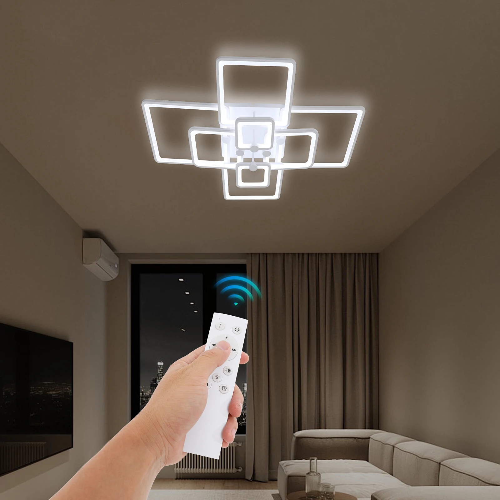 

Потолочный светильник с 8 головками, 176 Вт, потолочный светильник с затемнением, светодиодный потолочный светильник с дистанционным управлением, регулируемая яркость