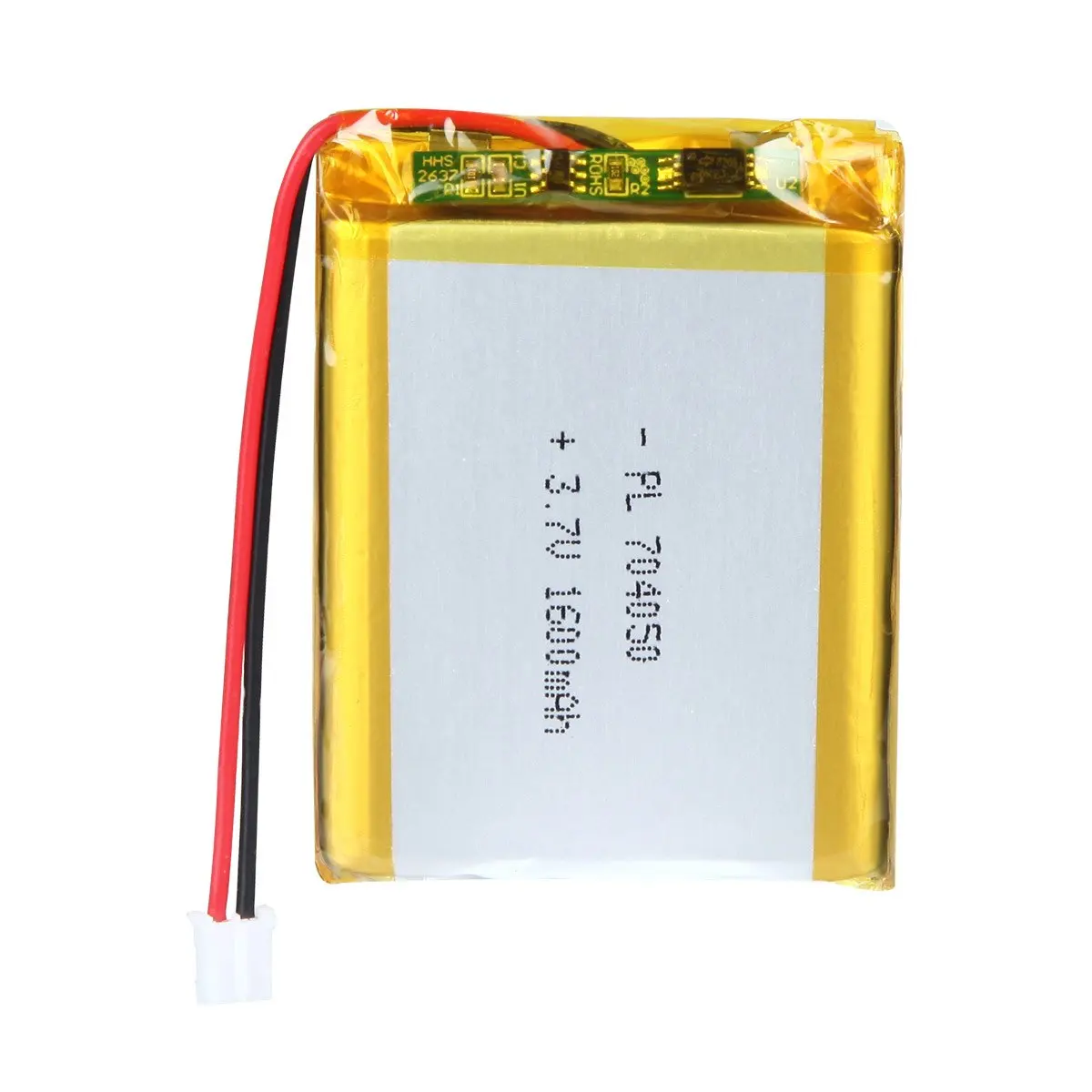 3.7V 1600mAh 704050 بطارية ليثيوم بوليمر قابلة للشحن طول 52 مللي متر