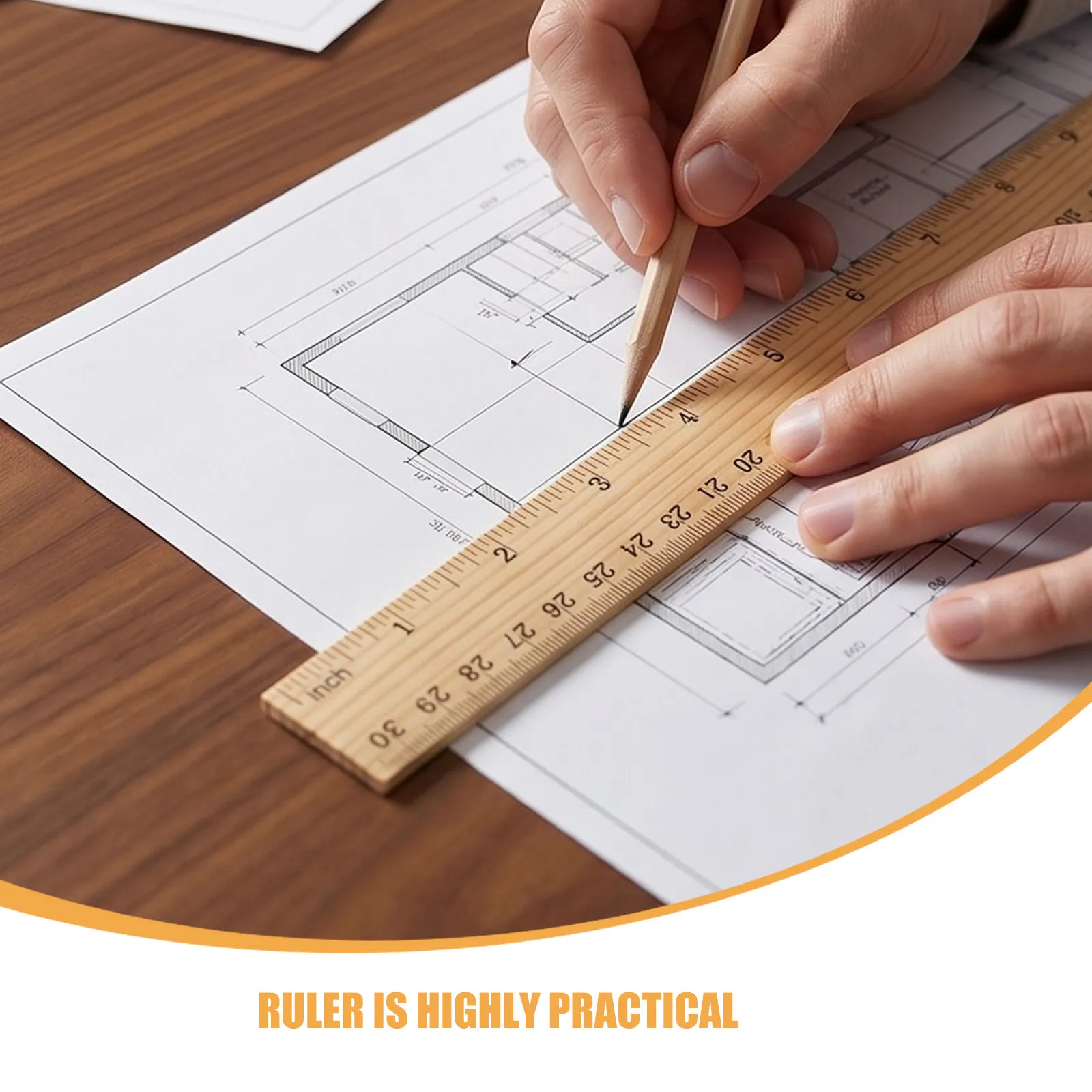 50 PCS Double Scale Ruler Wood Centimeter with Inches and Cm Student Stationery Wooden Craft Rulers Metric