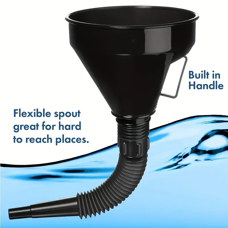 Embudo de aceite de embudo de plástico con boquilla de extensión Flexible para aceite de motor de coche y motocicleta, embudo de gasolina de queroseno diésel líquido