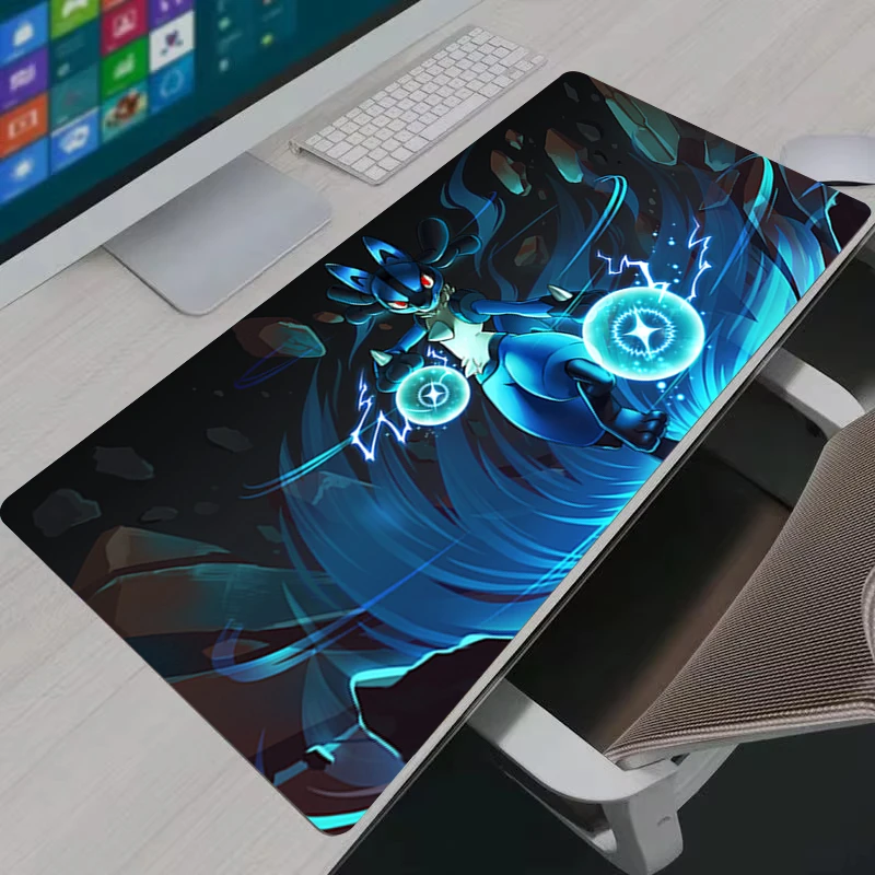 Mouse Pad Xxl Anime Mausepad Computer Laptop Keyboard Desk Mat Office PC Gaming Accessories P-pokemon Lucario Mouspad