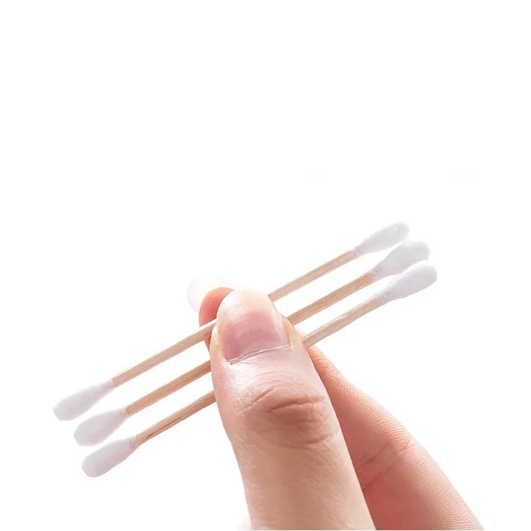 160pcs Disposable wooden stick cotton swabs in bags Double-end hygienic cleansing cotton swab