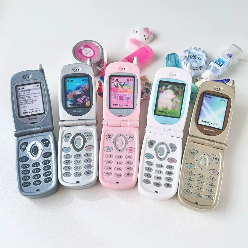 Genuine Japan TOYS SPIRIT Mini Flip Phone Recorder Gashapon Retro Folding Phone Model Capsule Toy Collectible Novelty Gift
