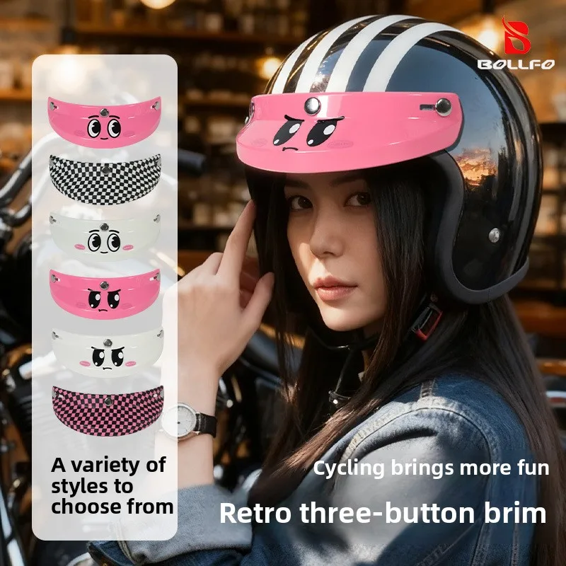 Universal Flip-Up Motorcycle Helmet Visor 3 Snap Buttons Open Face Windshield Protective Face Shield
