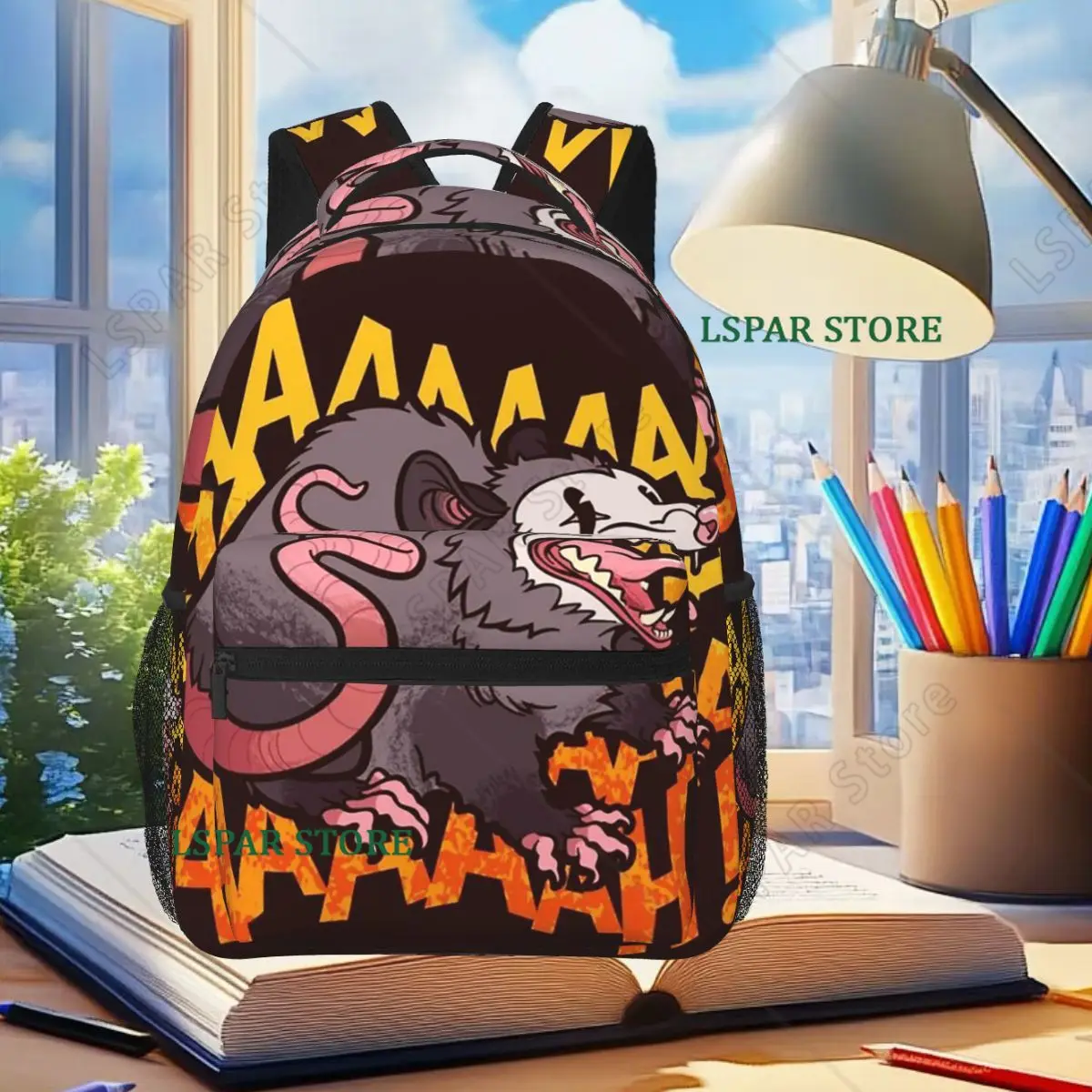 

Possum With A Wide Open Mouth Backpack Student Boys Girls BookBag Children School Bag Laptop Shoulder Bags for Men Women