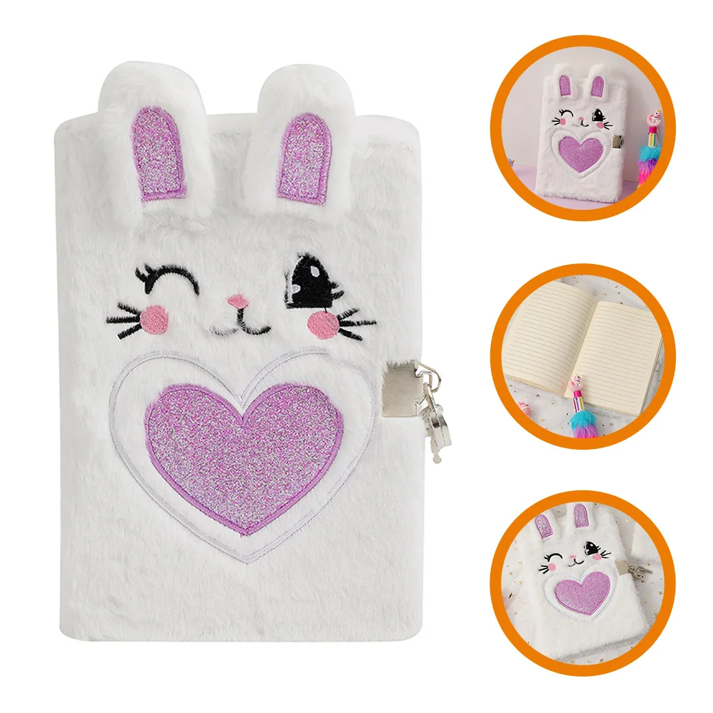 

Fluffy Rabbit Notebook Pocket Journals for Teens Lockable Notepad with and Key Notebooks