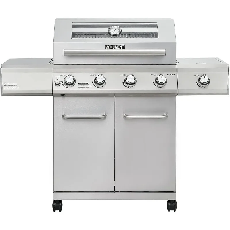 Clearview Larger 4-Burner Propane Gas Grill Stainless Steel Heavy-Duty Cabinet Style with LED Controls