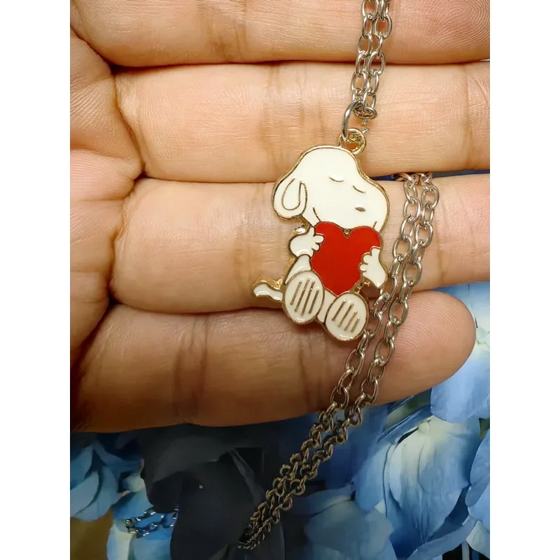 Snoopy Cartoon Necklace Anime Action Figures Anime Cute Q Figurals Alloyed Necklace Decoration Children Birthday Christmas Gifts