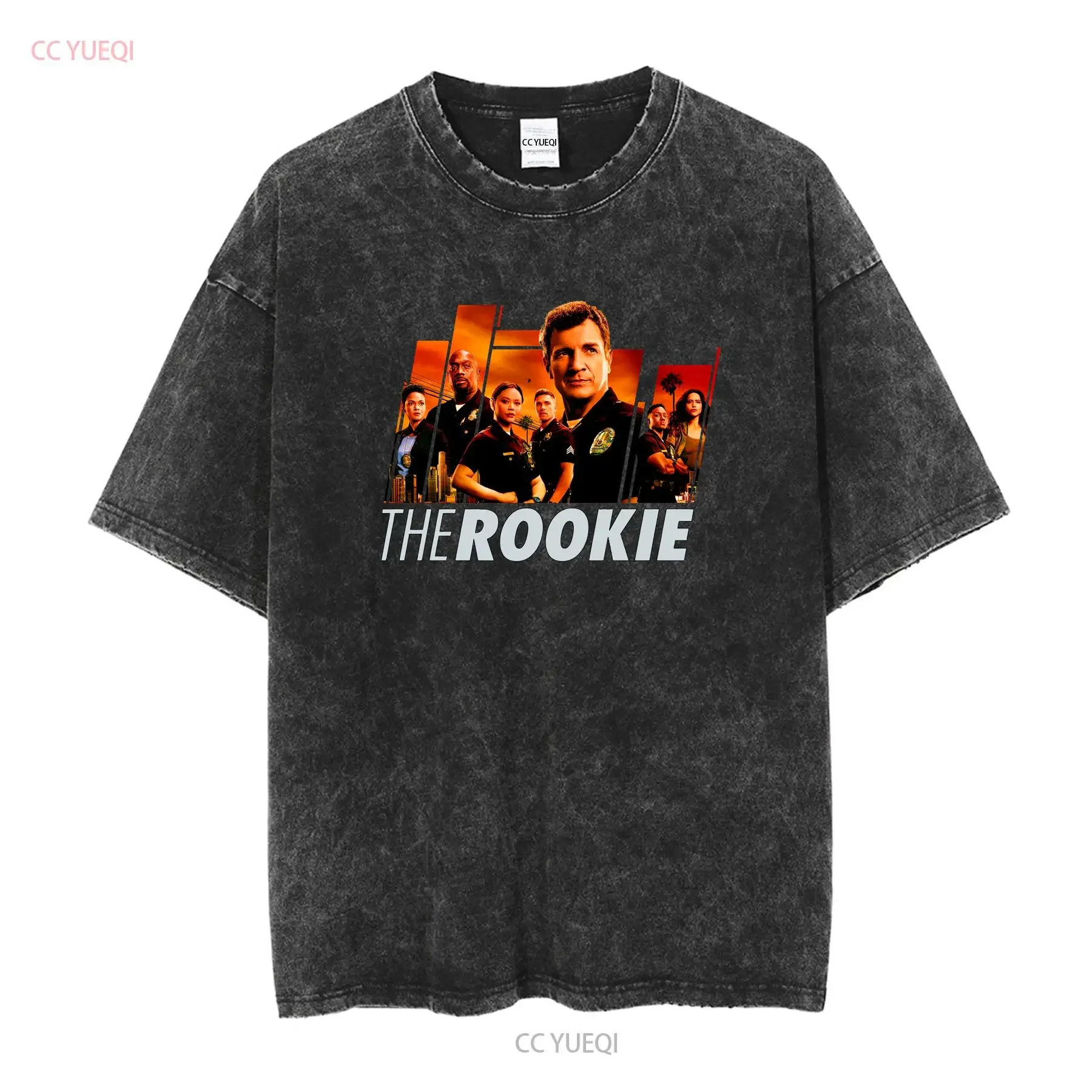 تي شيرت كلاسيكي من The Rookie Fanart بأكمام طويلة أو قصيرة عتيق مغسول ناعم كاجوال للجنسين للارتداء اليومي