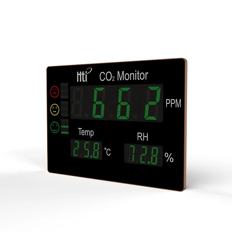 In stock wall mount HT-2008 air quality meter CO2 detector measuring instrument with temperature humidity monitor