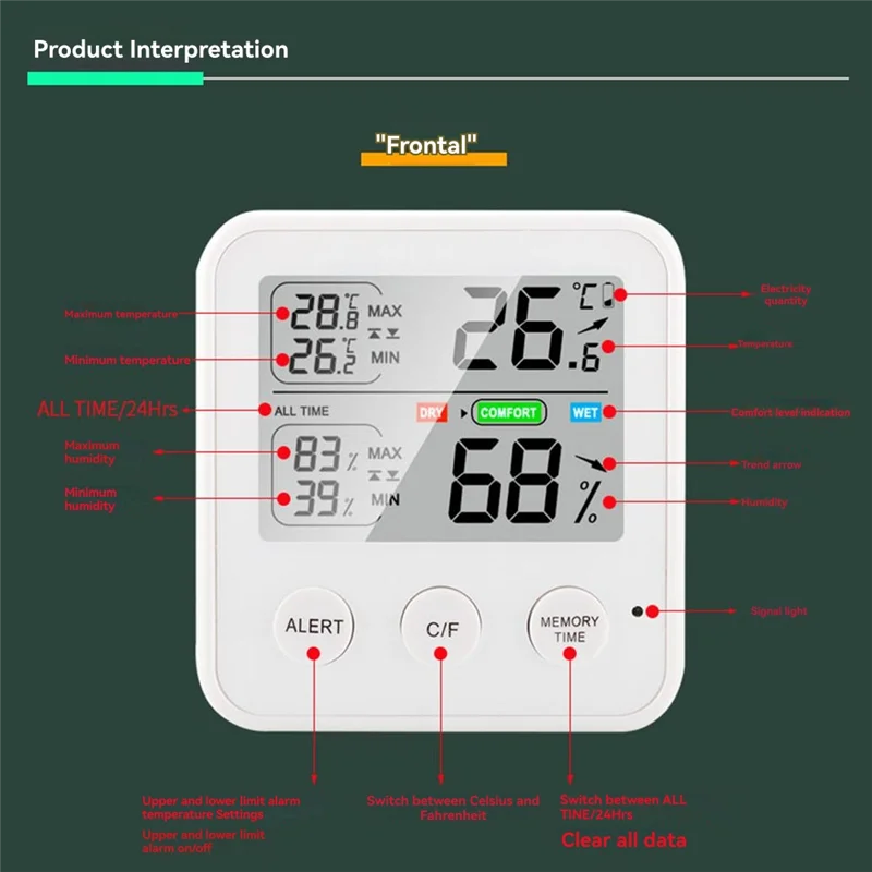 Temperature And Humidity Monitor Mini Hygrometer Temperature Gauge Digital Mini Thermo-Hygrometer Indoor-[A49T]