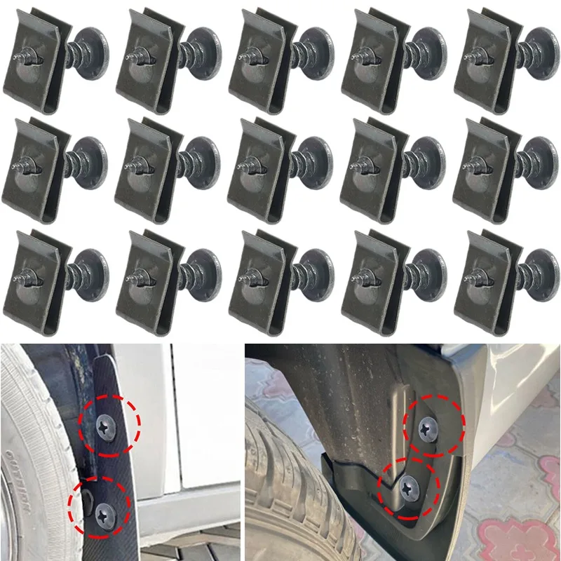 Car Metal Screw Fastener U-Type Clip Anti Rust Clamp Fastener Bumper Fender Trim Panel Fasteners Board Clips Accessories