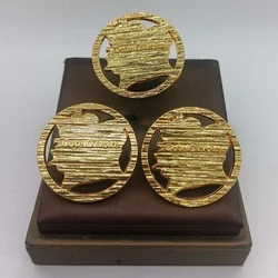African Gold Color Jewelry Set for Women Statement Design Earrings and Finger Ring Set Daily Wear Bride Earrings Jewelry Gifts