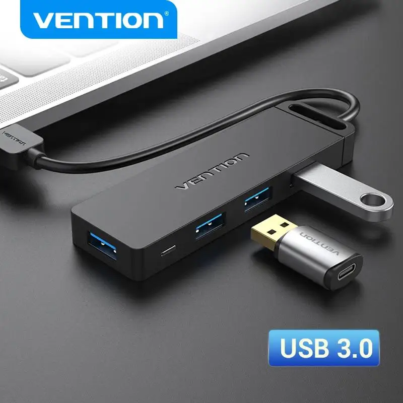 Vention USB 3.0 Hub 4 Ports Slim USB HUB for Mouse,Keyboard Compatible with MacBook Pro Air PC Laptop Xiaomi Xbox PS5 Splitter