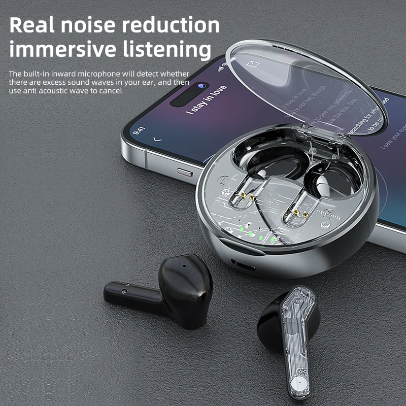 

2023 New Transparent HIFI Noice Reduction Wireless TWS Earphones Bluetooth 5.2 Gaming Headphones With Mic In-ear Headset