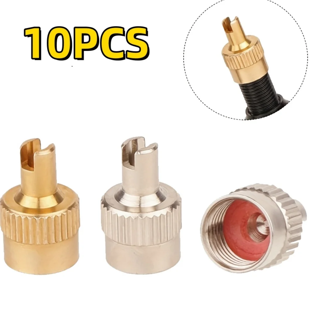 

10 Practical Car Tire Valve Caps, Nickel-Plated Copper Valve Caps, Dust-Proof Caps for Car Tire Tools