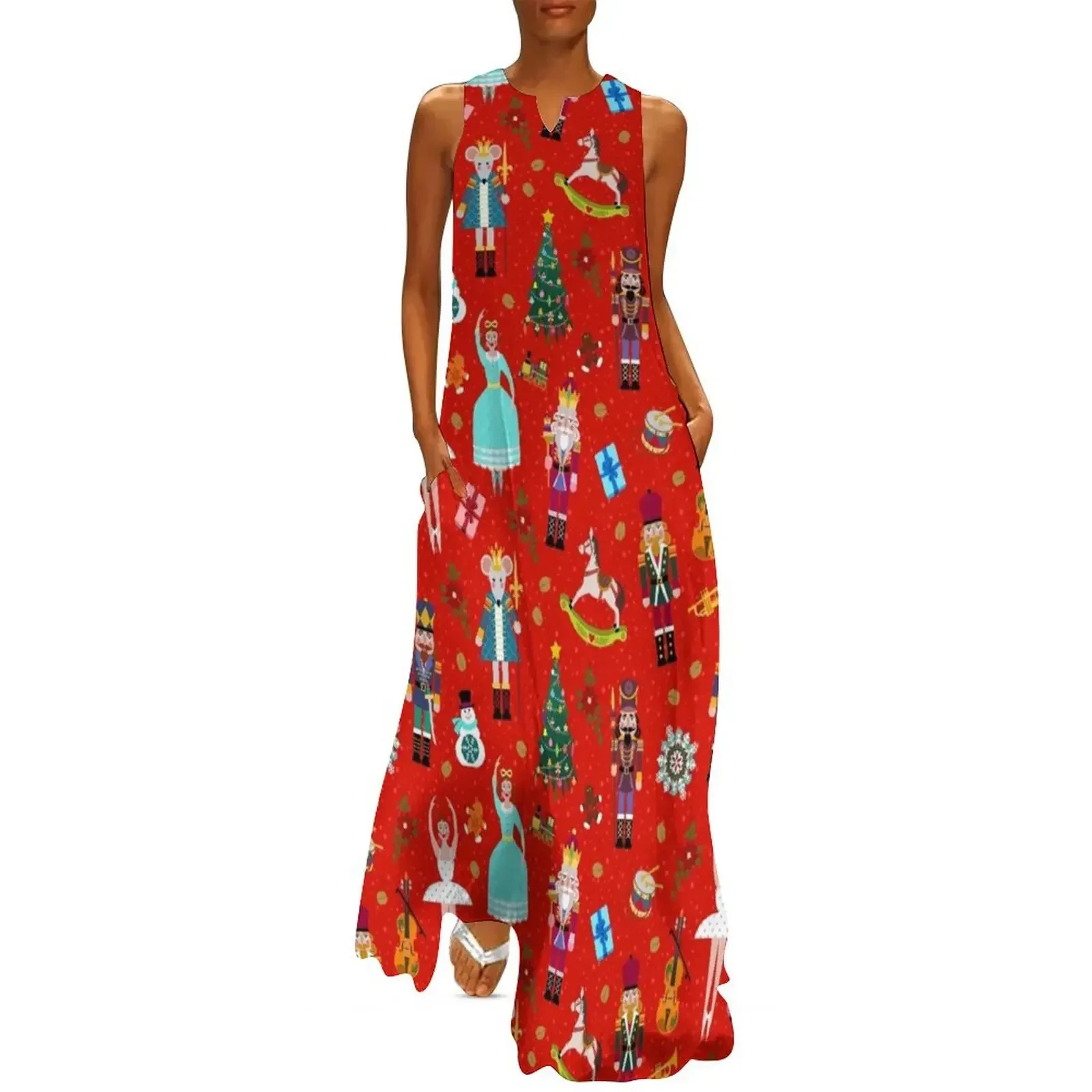 

Christmas Nutcracker red Long Dress dress women summer womans clothing Party dresses Dress