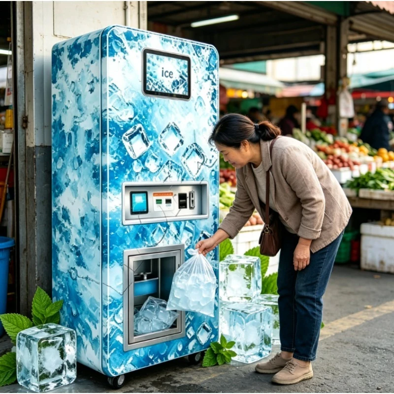 Ice water and reverse osmosis pure water all-in-one machine with automatic bagging and sealing system, 24-hour service