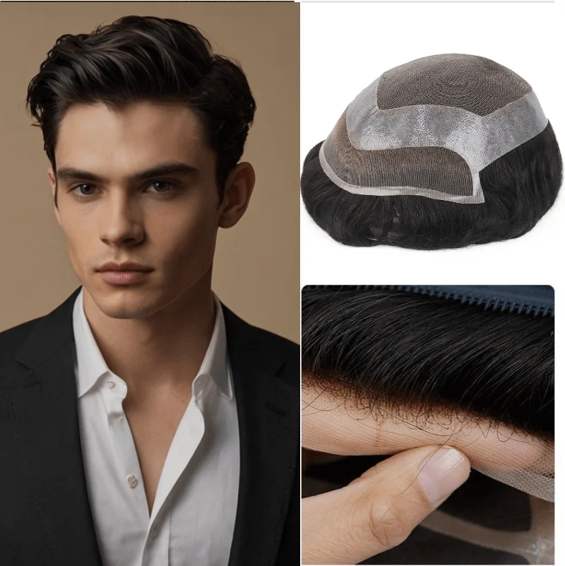 

Голливудский парик, мужские парики, швейцарский кружевной передний мужской протез волос, 100% натуральные человеческие волосы, парики для мужчин, выхлопные системы, мужской парик