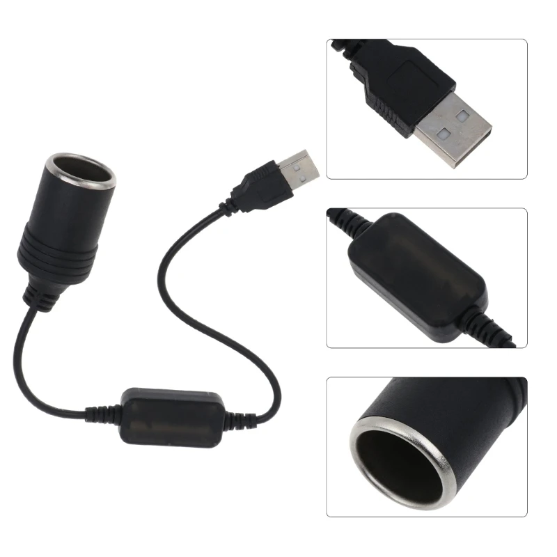 Cable USB USB 5V macho a 12V Cable adaptador enchufe para encendedor cigarrillos coche