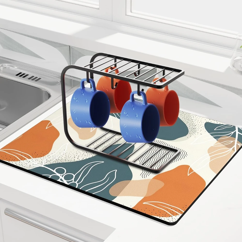 

Cute Coffee Bar Mat Rubber Backed Absorbent Dish Drying Mat Kitchen Counter-Coffee Bar Mat