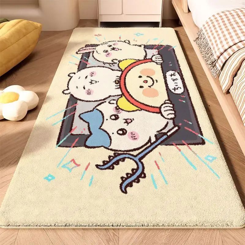 Chiikawa Bedroom Bedside Carpet Strip Master Bedroom Thicken Imitation Cashmere Lovable Dirt Tolerance Bedside Blanket Cartoon